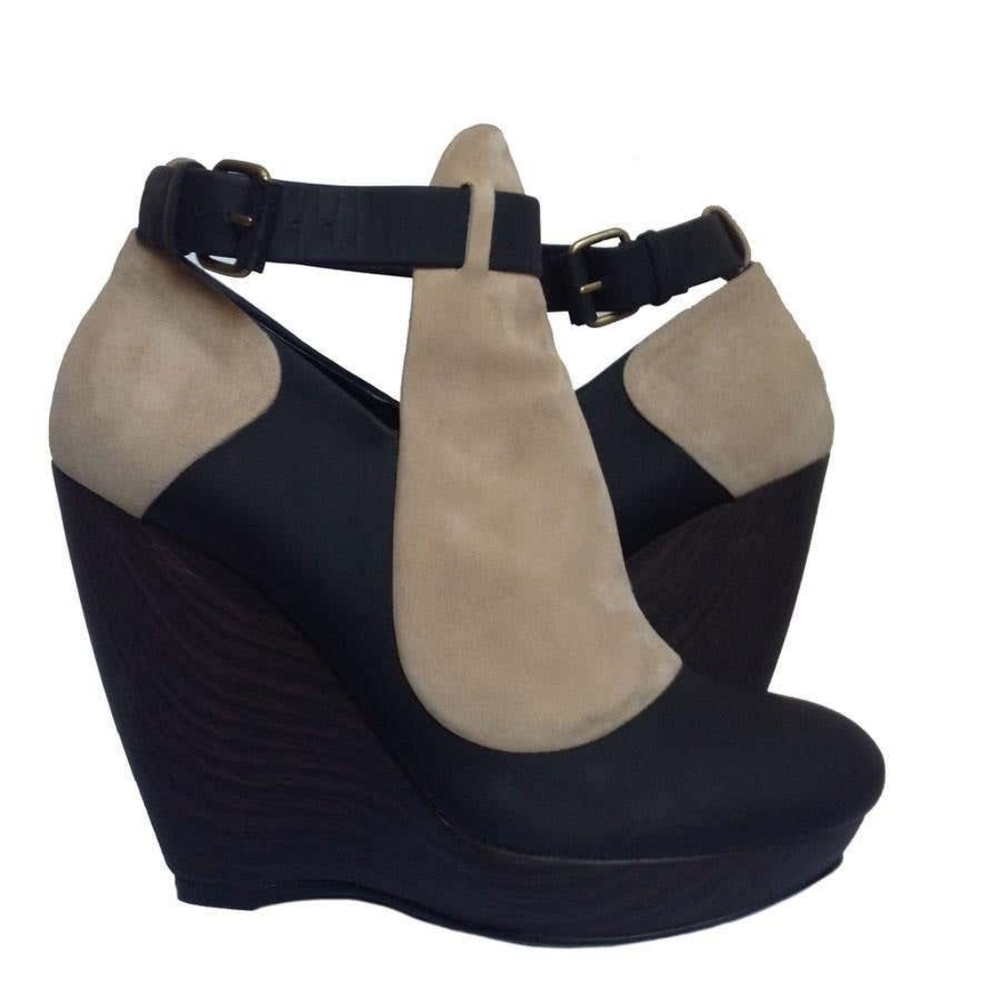 BALENCIAGA Wedge Boots in Beige Suede Size European 39.5